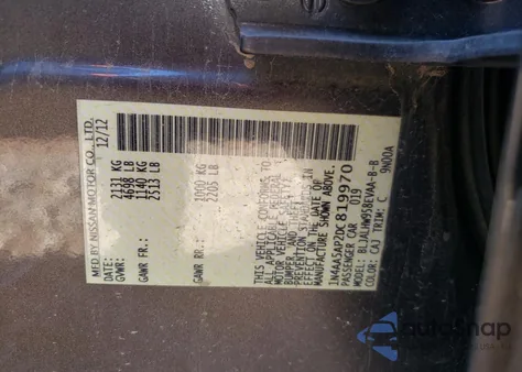 2013 Nissan Maxima S z USA, uszkodzony, nr VIN 1N4AA5AP2DC819970